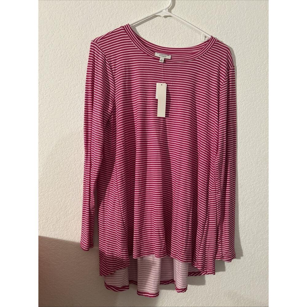 Women’s Stripe Long Sleeve Shirt Small NWT Studio B By Bobeau Pink